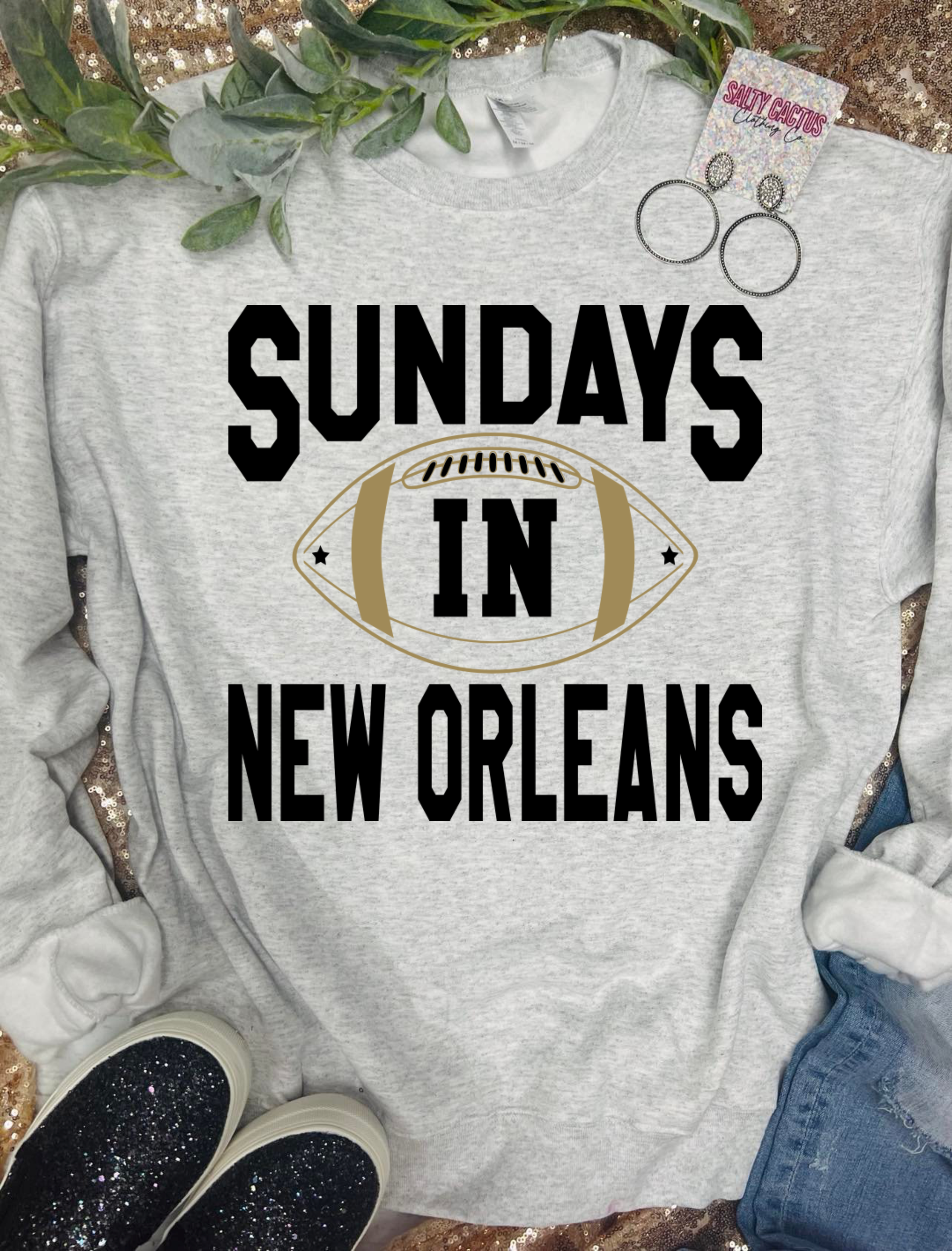 Sundays In New Orleans Oxford Grey Sweatshirt