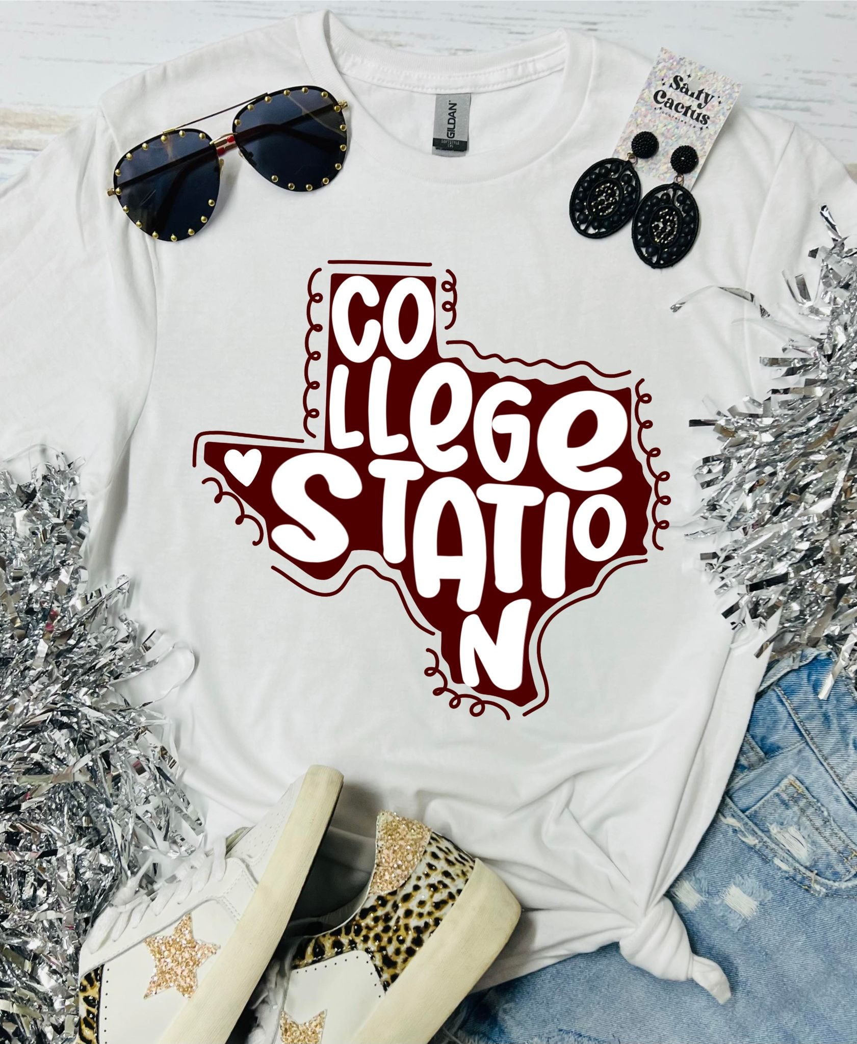 College Station Texas White Tee