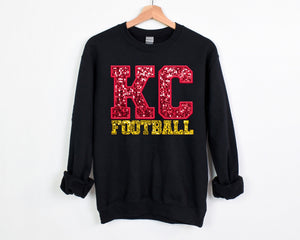 *DTF* KC FOOTBALL Glitter Black Sweatshirt