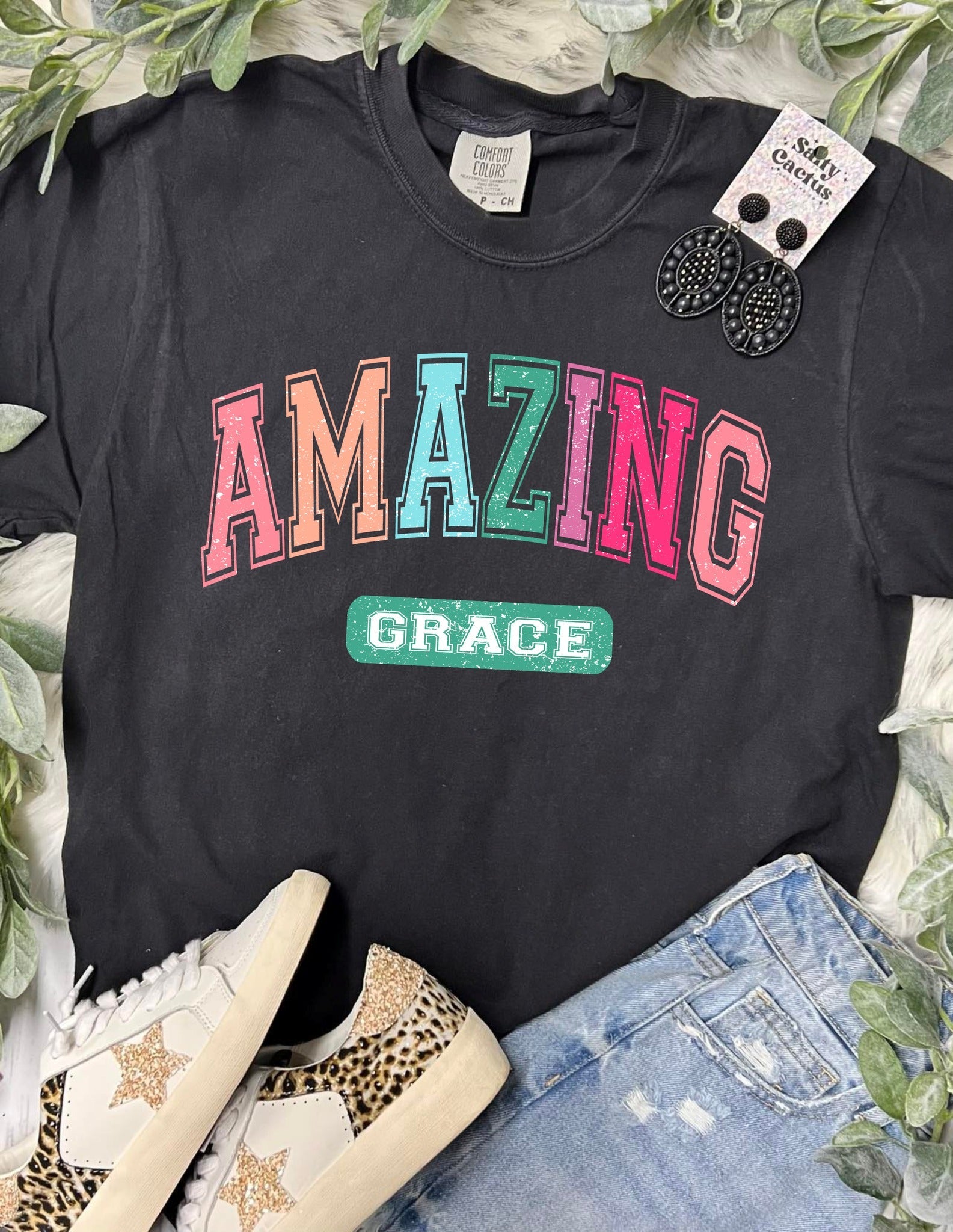 *DTF* Amazing Grace Colorful Black Comfort Color