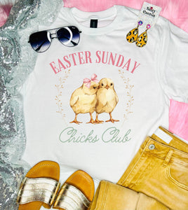 Easter Sunday Chicks Club White Tee