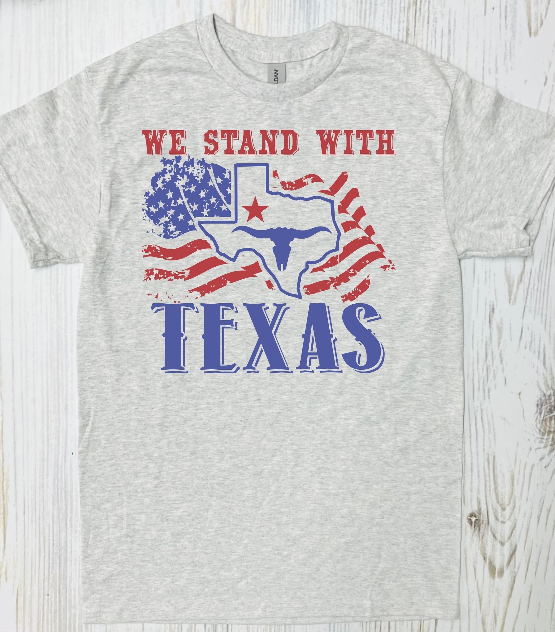 We Stand With Texas Ash Grey Tee