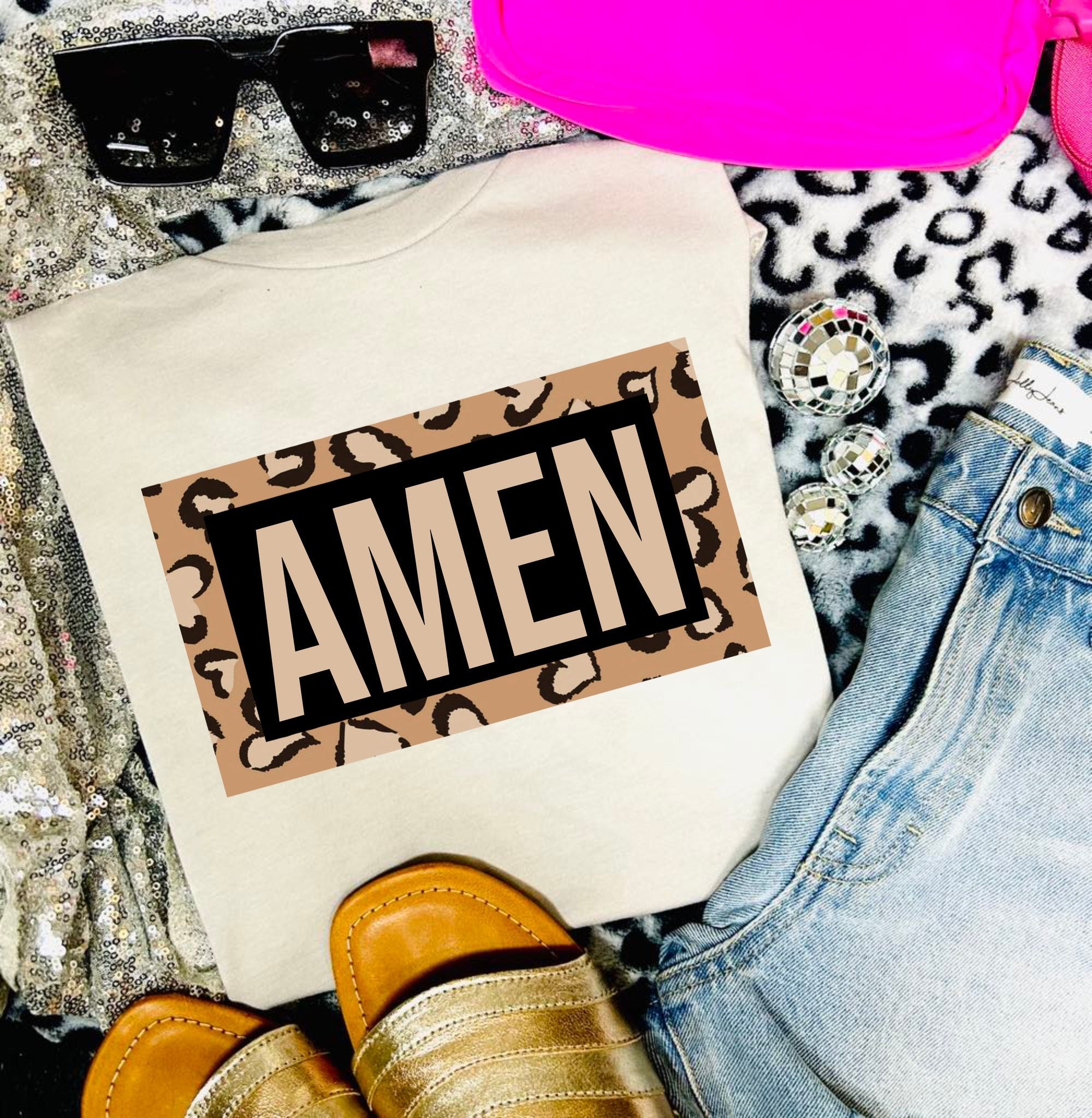 Amen Leopard Tan Tee