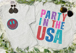 Party In the USA w/ Smile Pocket Grey Tee