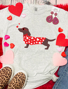 Dachshund Valentine Ash Grey Tee