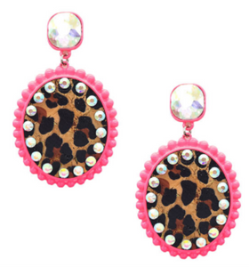 Hot Pink and Leopard Earring