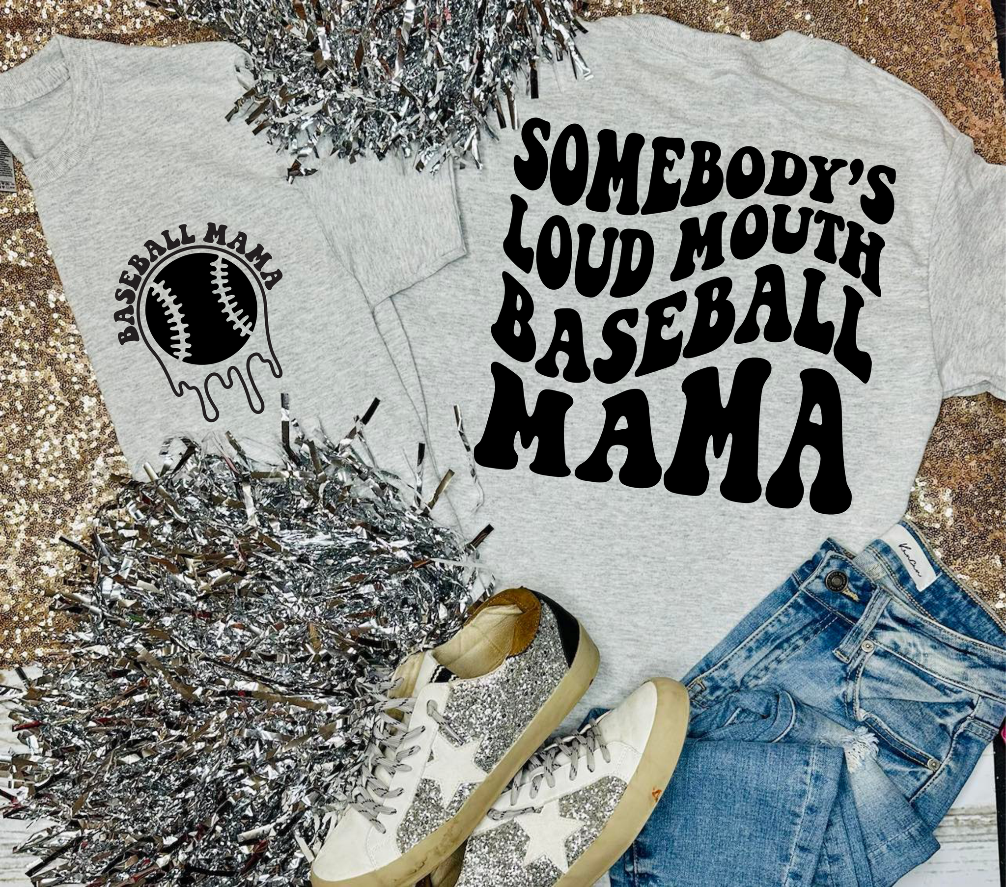 Somebody's Loud Mouth Baseball Mama Grey