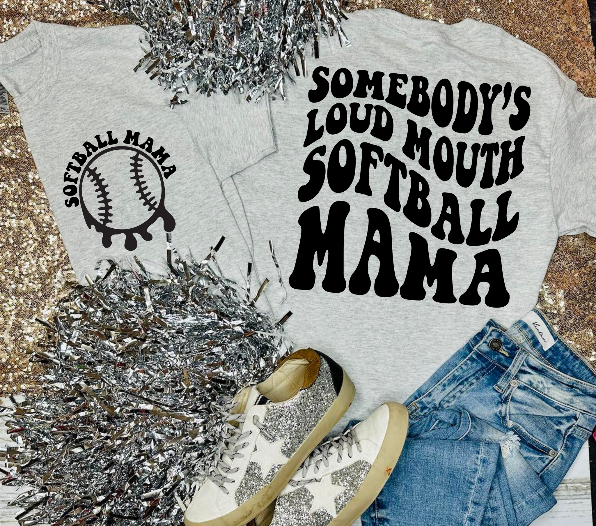 Cute Baseball Mom Shirts Somebody'S Loud Mouth Mama T-Shirt Funny