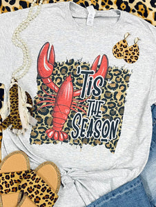 Tis The Season Crawfish Grey Tee